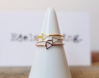 925 Sterling Silver Rose Gold Triangle Stacking Ring, Pink Rose Gold Triangle Ring, Stacking Ring, Layer Ring, Dainty Triangle Ring, Simple