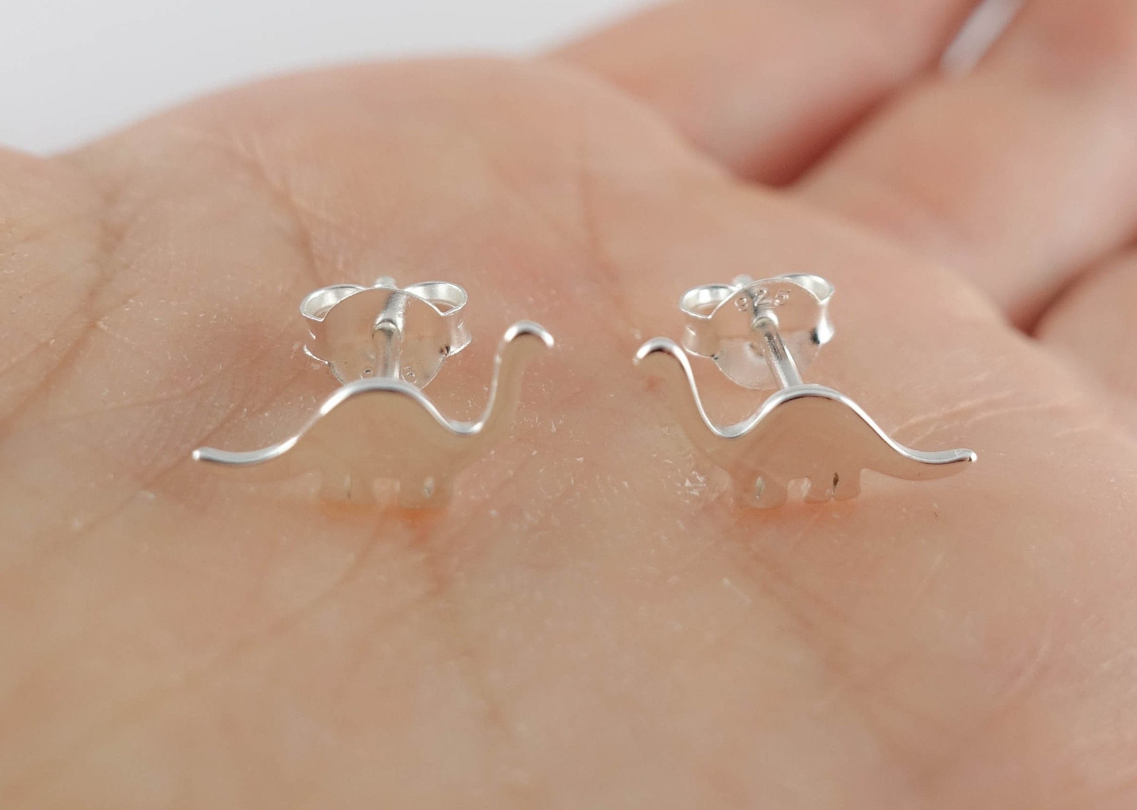 Mismatched Parasaurolophus And T Rex Dinosaur Stud Earrings In Sterling - Foto 4