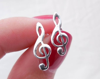 925 Sterling Silver Musical Notes Earrings, Clef Note Earrings, Music Note Earrings, Music Note Studs, Music Teacher Gift, Music Jewelry