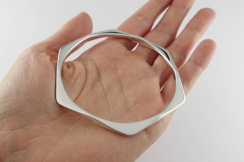Geometrical Hexagon 925 Sterling Silver Hexagon Bracelet Geomatric Bracelet Bracelet Hexagon Jewelry Hexagon Minimalist Boho Bracelet