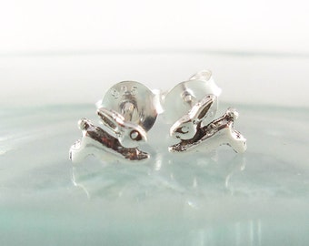 925 Sterling Silber Hasen Ohrstecker, Hase Ohrstecker, Hase Ohrstecker, Hase Ohrringe, Hasen Schmuck, Hase Schmuck