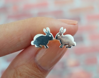 925 Sterling Silver Bunny Rabbit Stud Earrings, Bunny Stud, Rabbit Stud, Bunny Earrings, Rabbit Earrings, Rabbit Jewelry, Bunny Jewelry