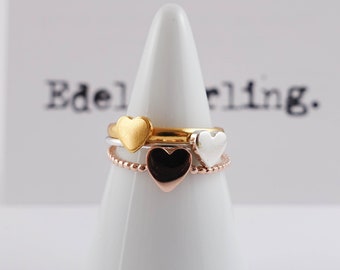 925 Sterling Silver Rose Gold Heart Stacking Ring, Silver Heart Ring, Rose Gold Heart Ring, Rose Gold Ring, Stacking Ring, Silver Layer Ring