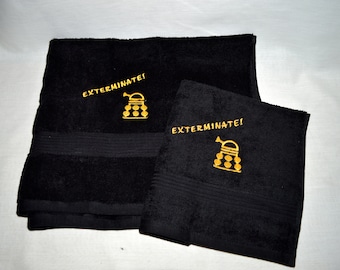 Embroidered Dalek Towel, Face or Hand Towel