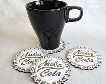 Retro Bottle Cap Coasters, Laser Engraved Wooden Drink Coasters, Gaming Bar Decor, Handmade MDF Coaster, Gift for Gamers