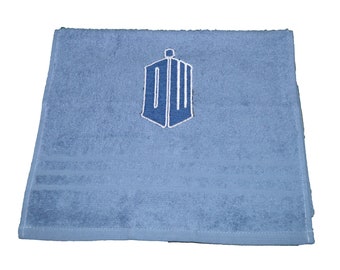 Embroidered Tardis Towel, Face or Hand Towel
