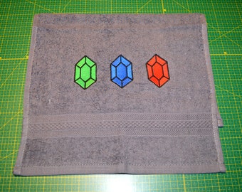 Zelda Rupees Embroidered Towel, Gamer Decor