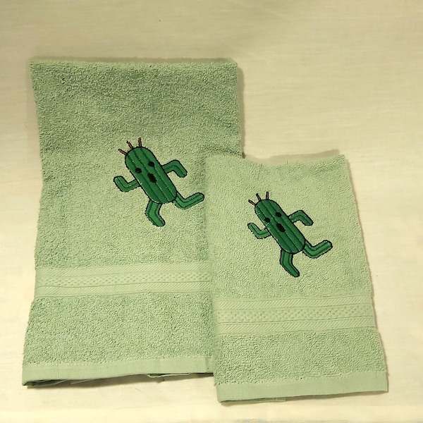 Final Fantasy Cactaur Embroidered Towel – Gamer Bathroom Decor