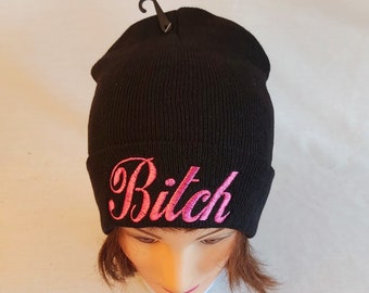 Embroidered beanie - Bitch - personalized hat