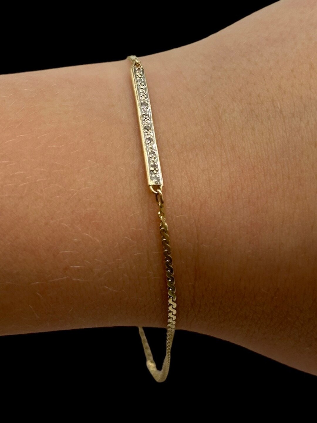 14k Yellow Gold Flat Slink Diamond Bracelet Etsy