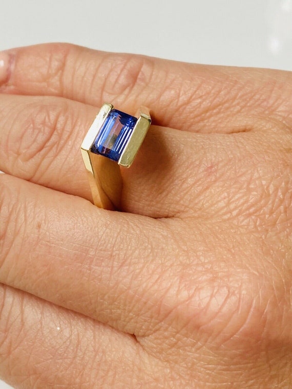 Estate 14K Yellow Gold Tanzanite Bypass Ring Size… - image 1