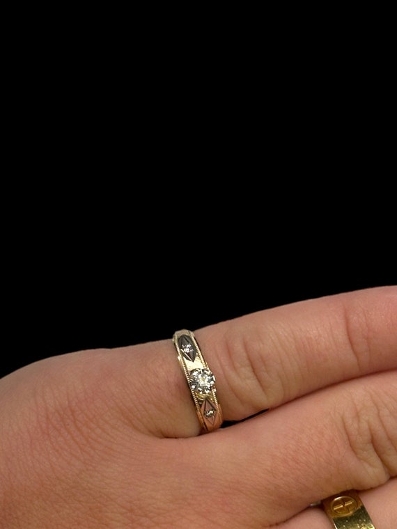 14k Yellow Gold Cross Diamond Ring | .12tcw Size 4