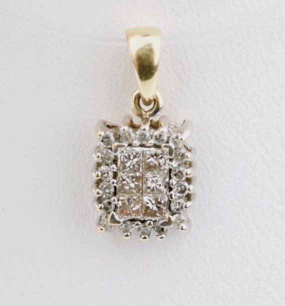 14K Two Toned Yellow and White Gold Diamond Penda… - image 1