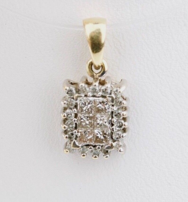 14K Two Toned Yellow and White Gold Diamond Pendant image 1
