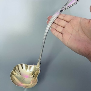 Large Vintage Solid Sterling Silver Punch Ladle &quot;Chantilly&quot; by Gorham