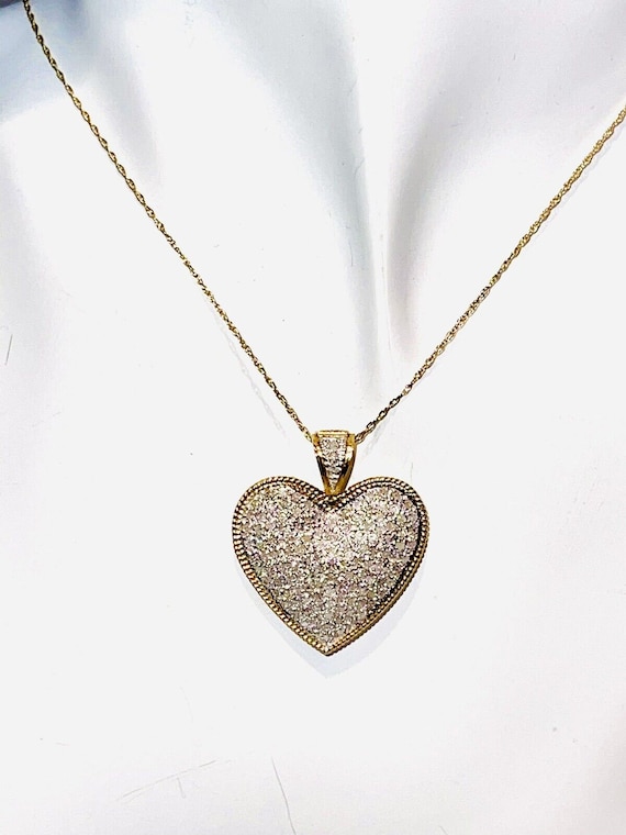 Beautiful 14K Two Toned Diamond Encrusted Heart P… - image 1