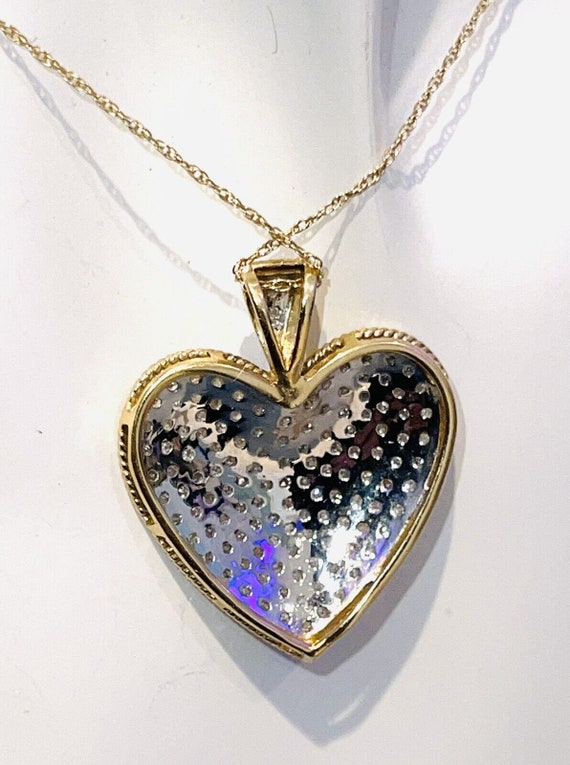 Beautiful 14K Two Toned Diamond Encrusted Heart P… - image 5