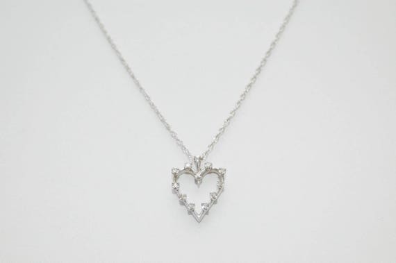 14K White Gold 0.33ctw Diamond Heart Love Pendant… - image 2