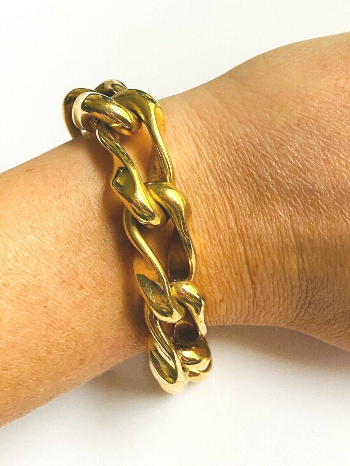Large 8 1/2 18K Yellow Gold Twisted Oval Link Bracelet Etsy
