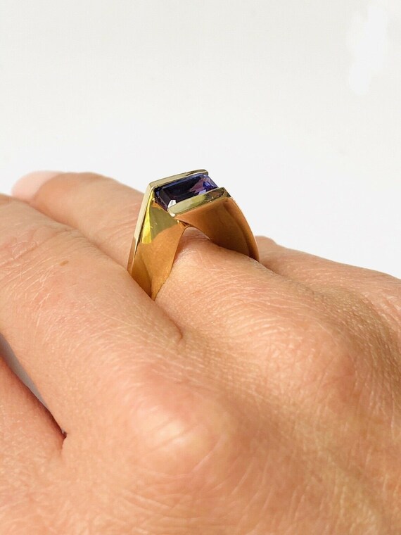 Estate 14K Yellow Gold Tanzanite Bypass Ring Size… - image 5