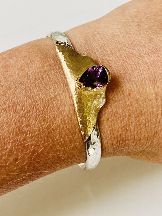 Stunning 14K Yellow Gold and Sterling Silver Ameth