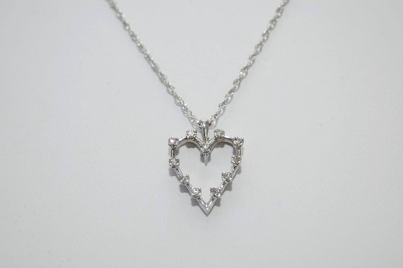 14K White Gold 0.33ctw Diamond Heart Love Pendant… - image 1