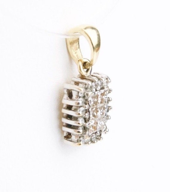 14K Two Toned Yellow and White Gold Diamond Penda… - image 3