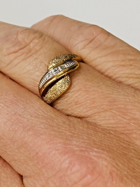 10K Yellow Gold Diamond Bypass Style Ring Size 7