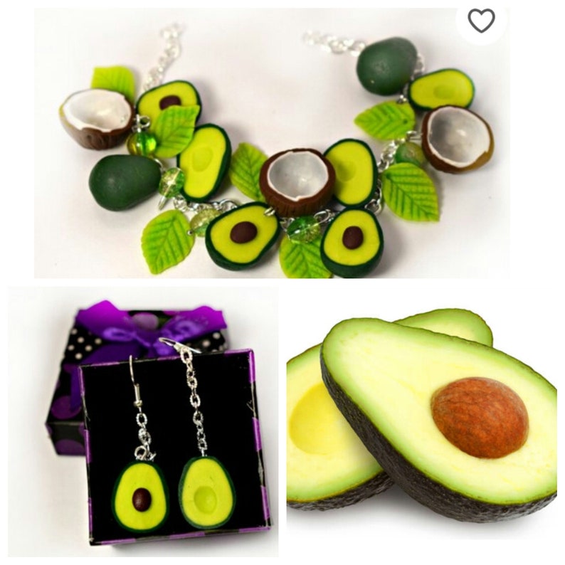 Avocado set jewelry avocado bracelet avocado earrings Etsy