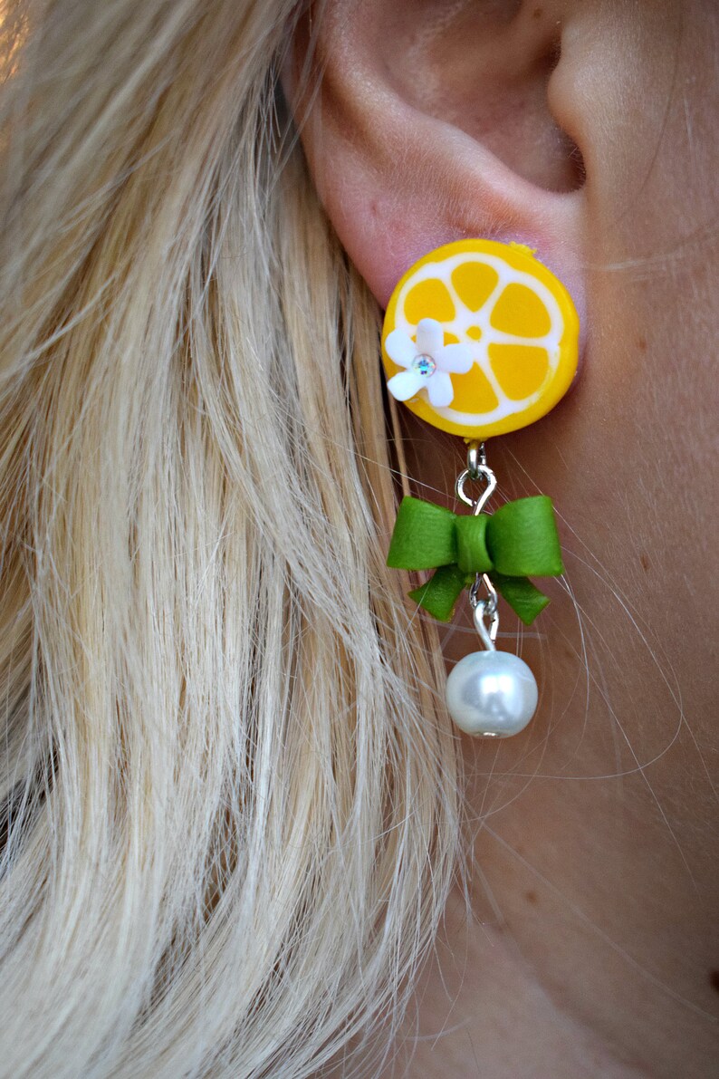 Flowering Lemon earrings lime earring Lemon earrings citrus Etsy