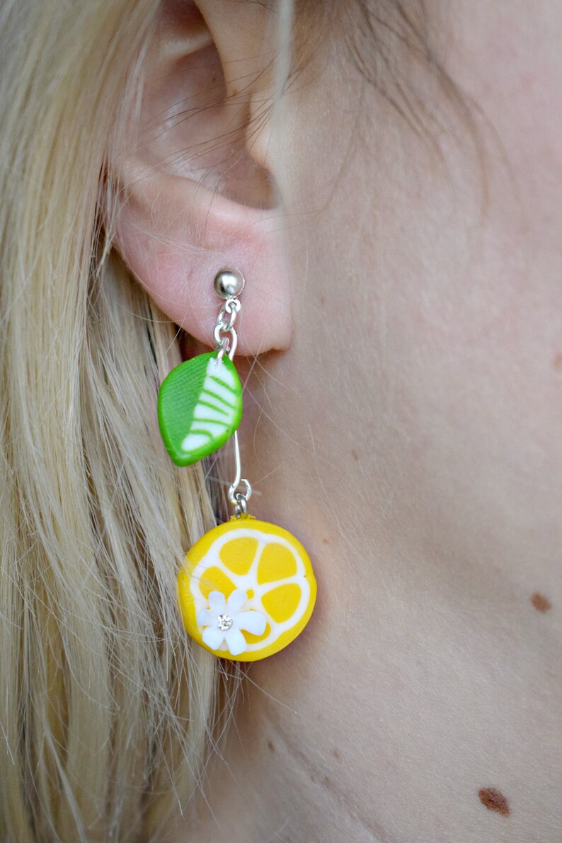 Flowering Lemon earrings lime earring Lemon earrings citrus Etsy