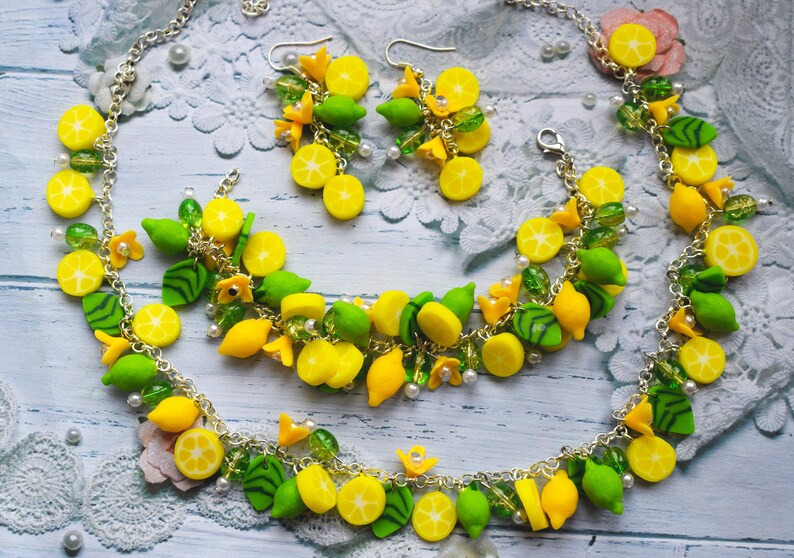 Lime bracelet lemon pendant Citrus Lemon Jewelry Flowering Etsy