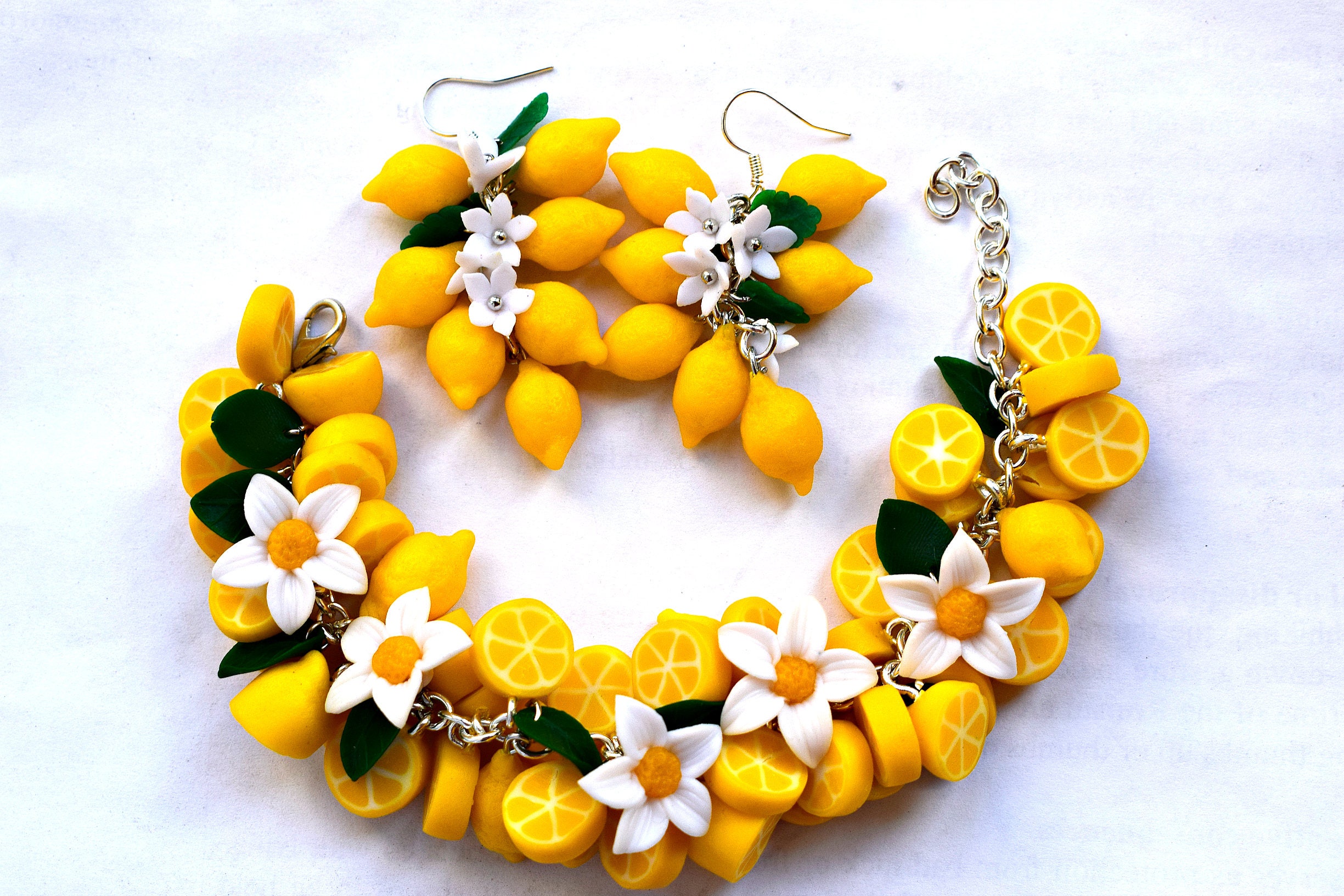 Lemon earrings lemon jewelry lemon bracelet lemon jewelry Etsy