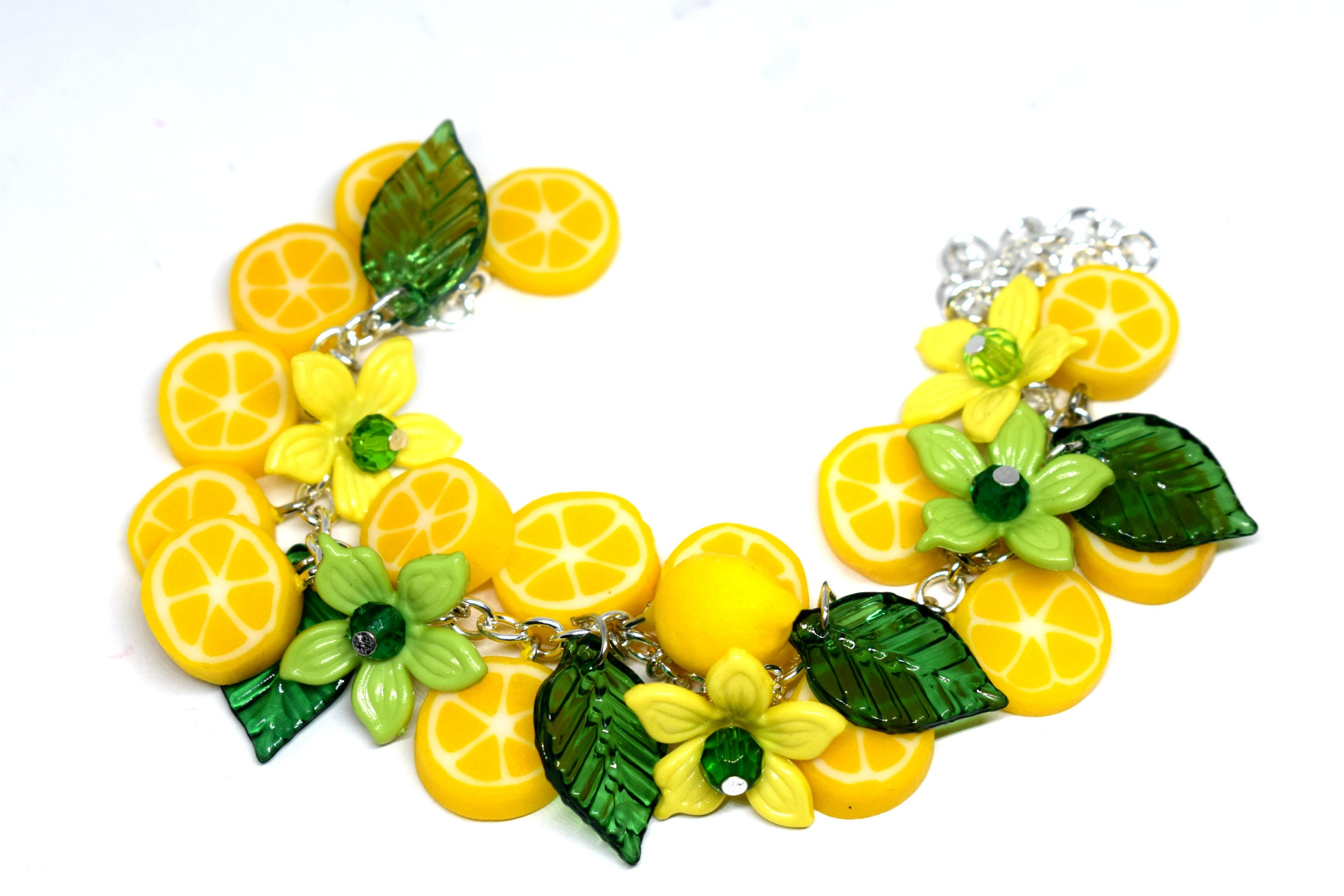 Lemon set Lemon earrings Lemon bracelet citrus bracelet Etsy