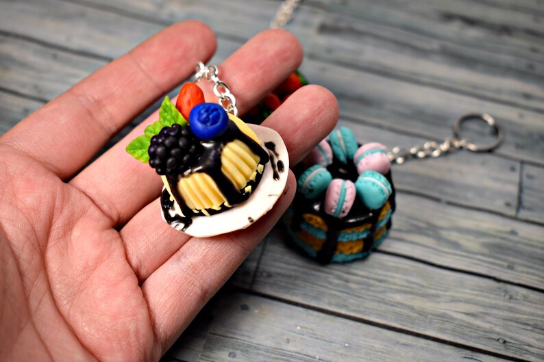 Miniature food keychain food polymer clay keychain cake Etsy