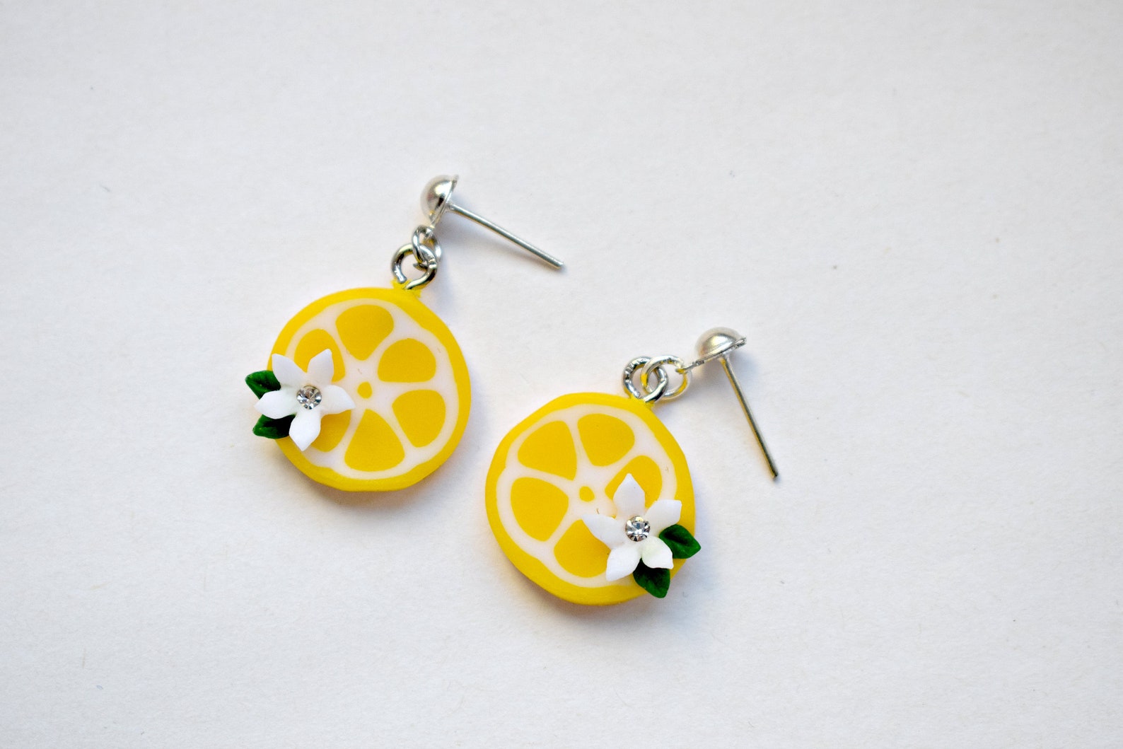 Set lemon Lemon earrings Flowering Lemon earrings citrus Etsy