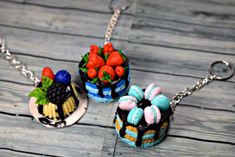 Miniature food keychain food polymer clay keychain cake Etsy