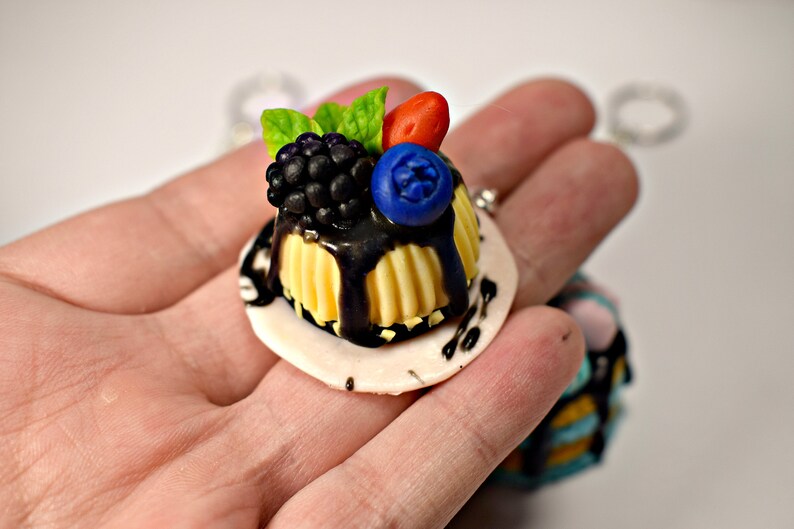 Miniature food keychain food polymer clay keychain cake Etsy