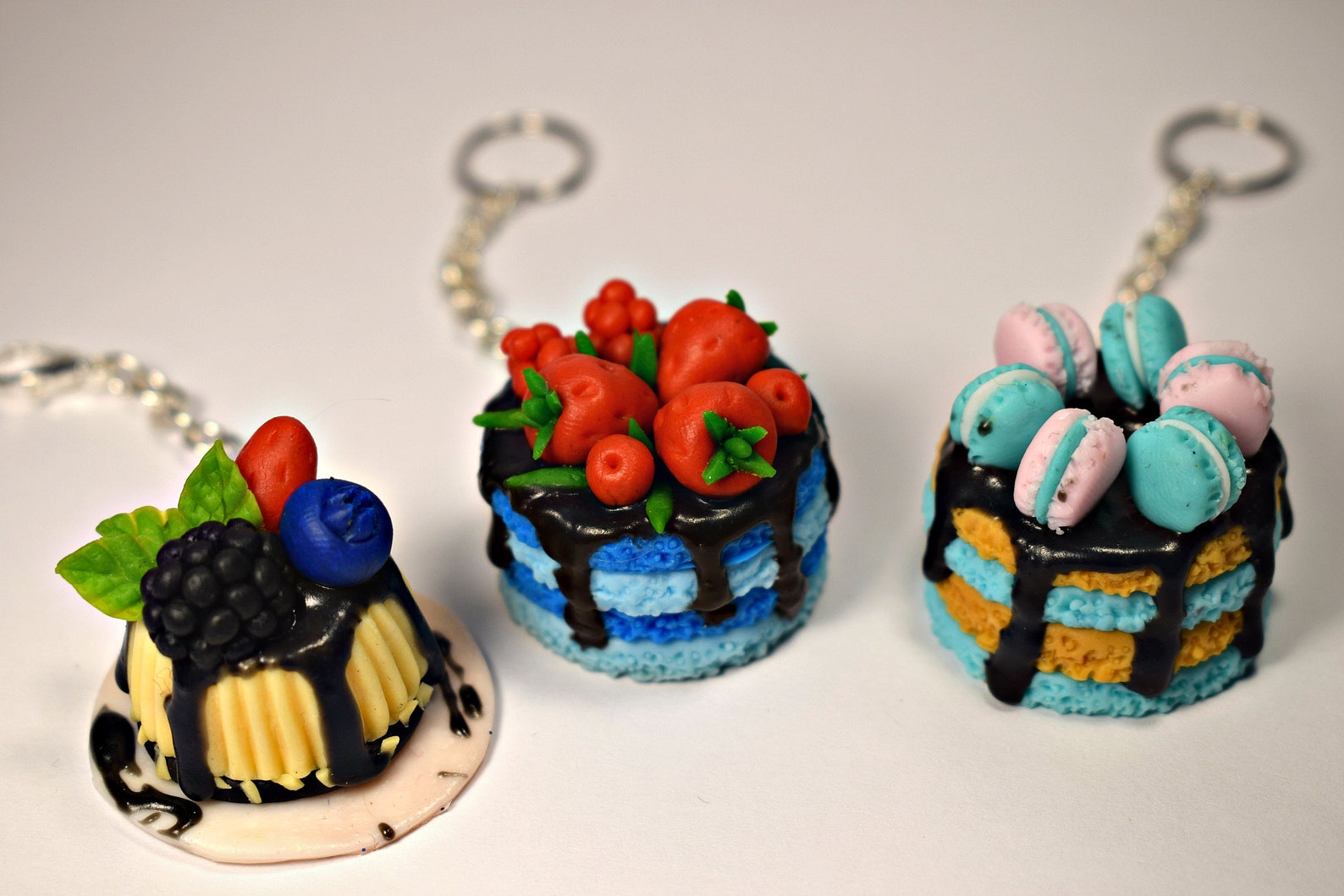 Miniature food keychain food polymer clay keychain cake Etsy