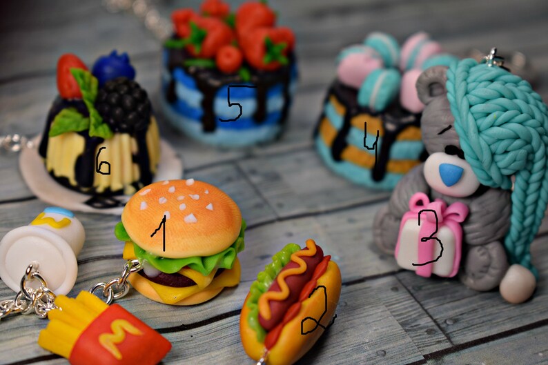 Miniature food keychain food polymer clay keychain cake Etsy