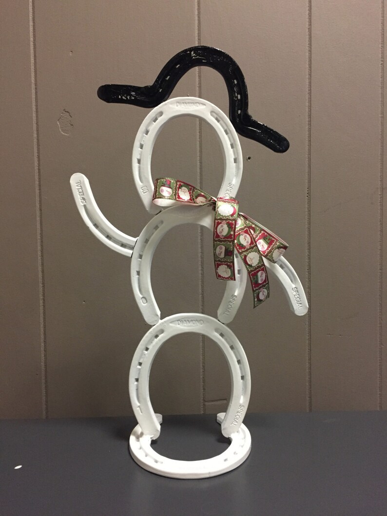 Horseshoe Art Horseshoe Snowman Etsy