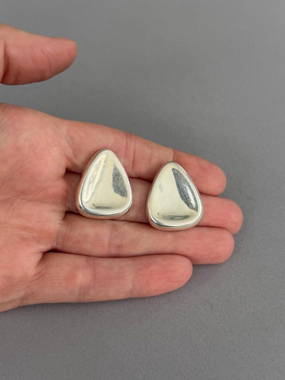 Sterling Silver Rounded Triangle Post Earrings - image 1