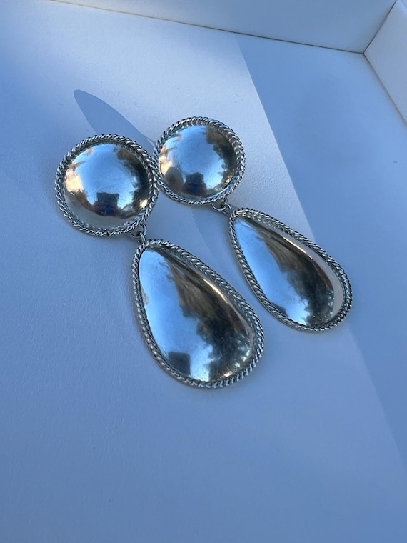 Sterling Silver Jumbo Double Dangle Post Earrings - image 3