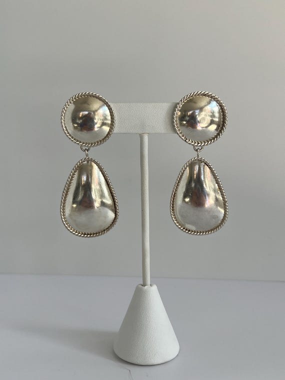 Sterling Silver Jumbo Double Dangle Post Earrings - image 1
