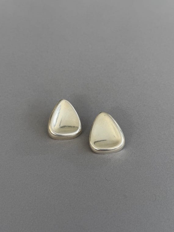 Sterling Silver Rounded Triangle Post Earrings - image 2