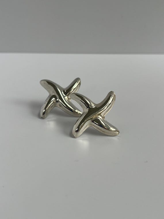 Sterling Silver Large X Statement Post Earrings - image 1