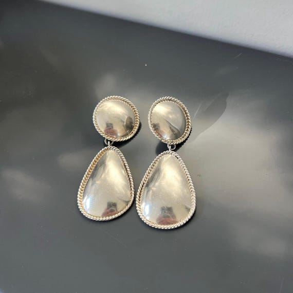 Sterling Silver Jumbo Double Dangle Post Earrings - image 2