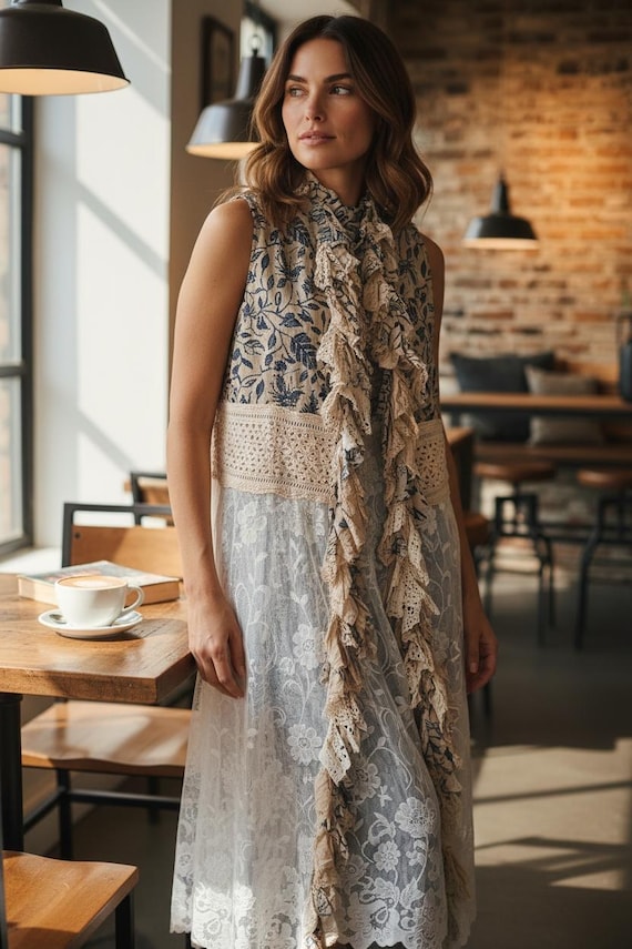 boho dress vest Floral Lace Maxi Duster The Open Road Crochet