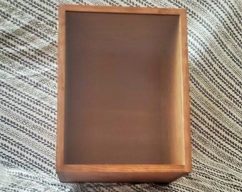 16 x 12 x 8 Wooden Shadow Box / Hinged Glass Lid / Display Case Box / Large Shadow Box