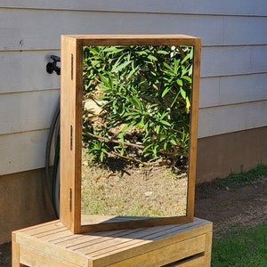 18 x 12 x 4 Wooden Shadow Box / Mirror Hinged Lid / 1 Shelf / Display Case Box / Large Cabinet